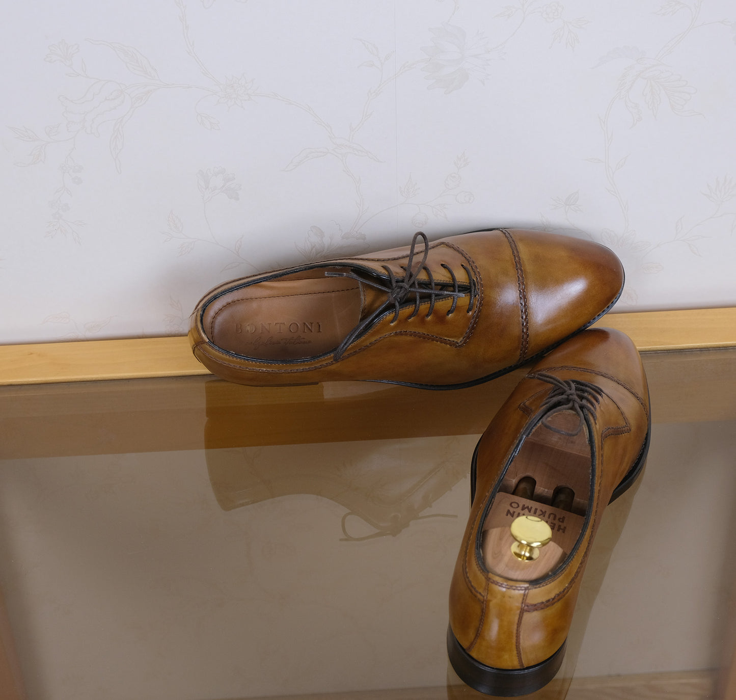 Bontoni, brown leather shoes, size 8UK, hand made in Italy