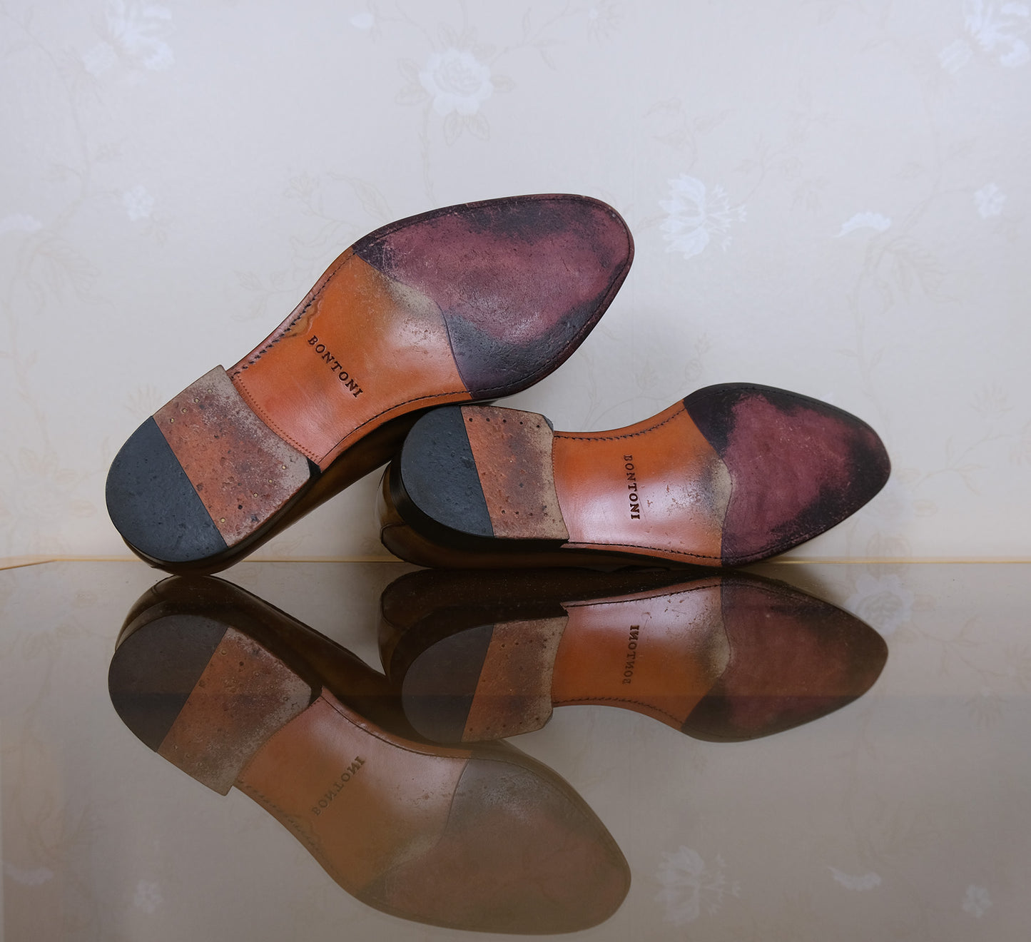 Bontoni, brown leather shoes, size 8UK, hand made in Italy