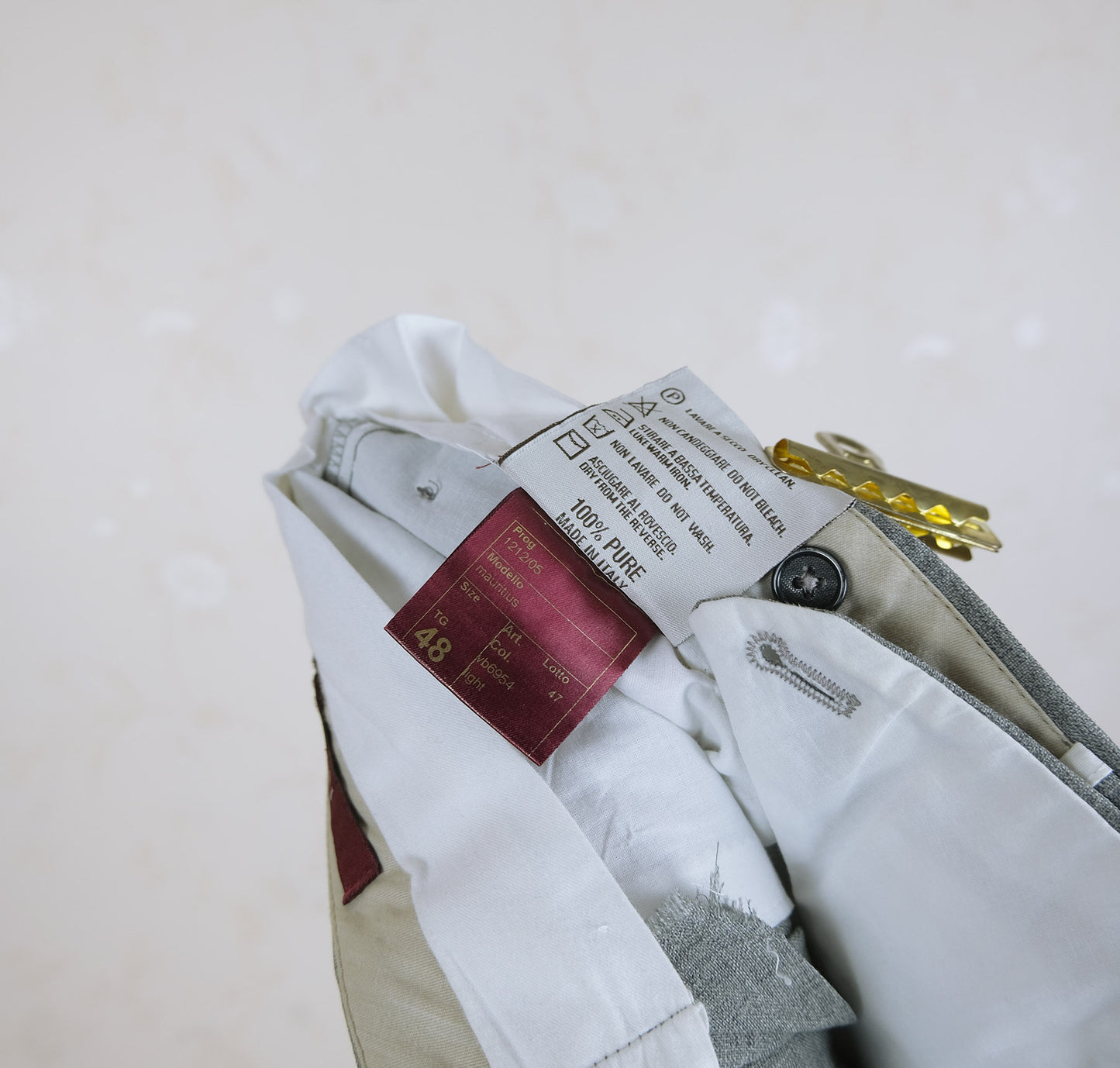 Briglia, cream cotton trousers, size 32'', slim, retail price 200 e