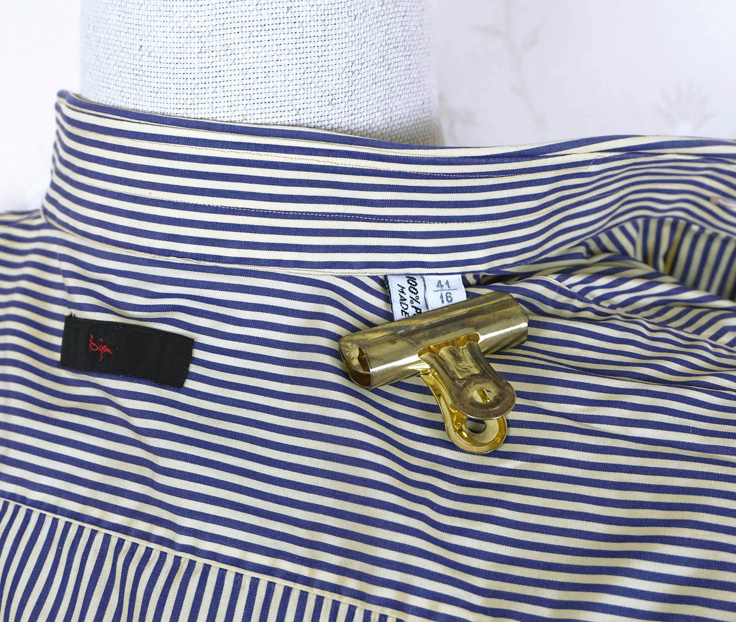 Bijan, blue stripe collar shirt, size 41, RRP 1598 e