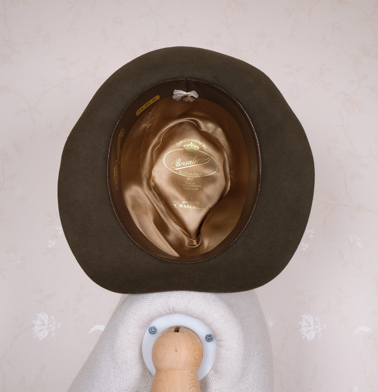 Borsalino, viher-ruskea lierihattu, koko 58 tai 59, fedora