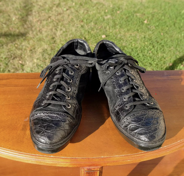 Brioni, black sneakers, crocodile leather, size 10UK, rare model
