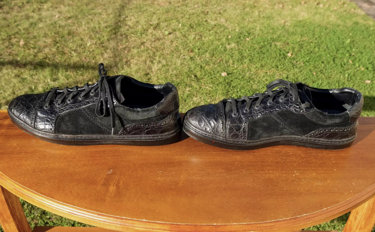 Brioni, black sneakers, crocodile leather, size 10UK, rare model
