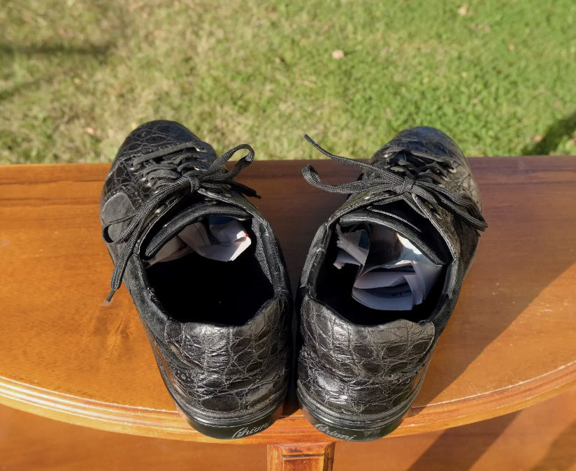 Brioni, black sneakers, crocodile leather, size 10UK, rare model