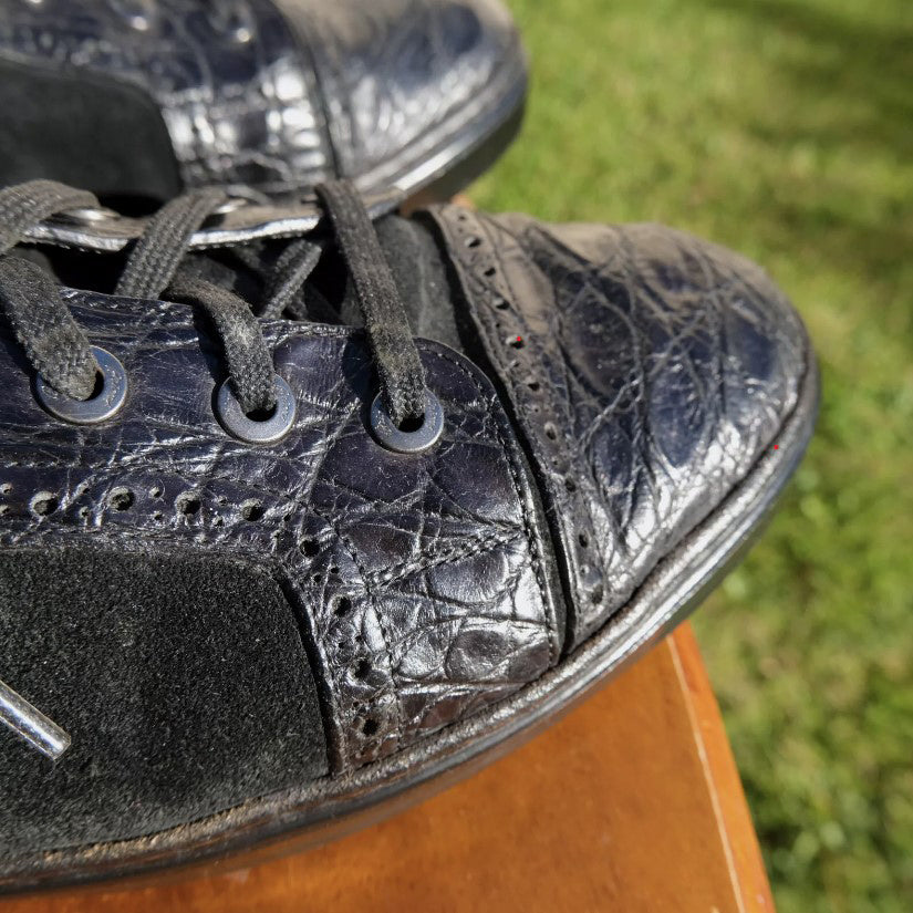 Brioni, black sneakers, crocodile leather, size 10UK, rare model