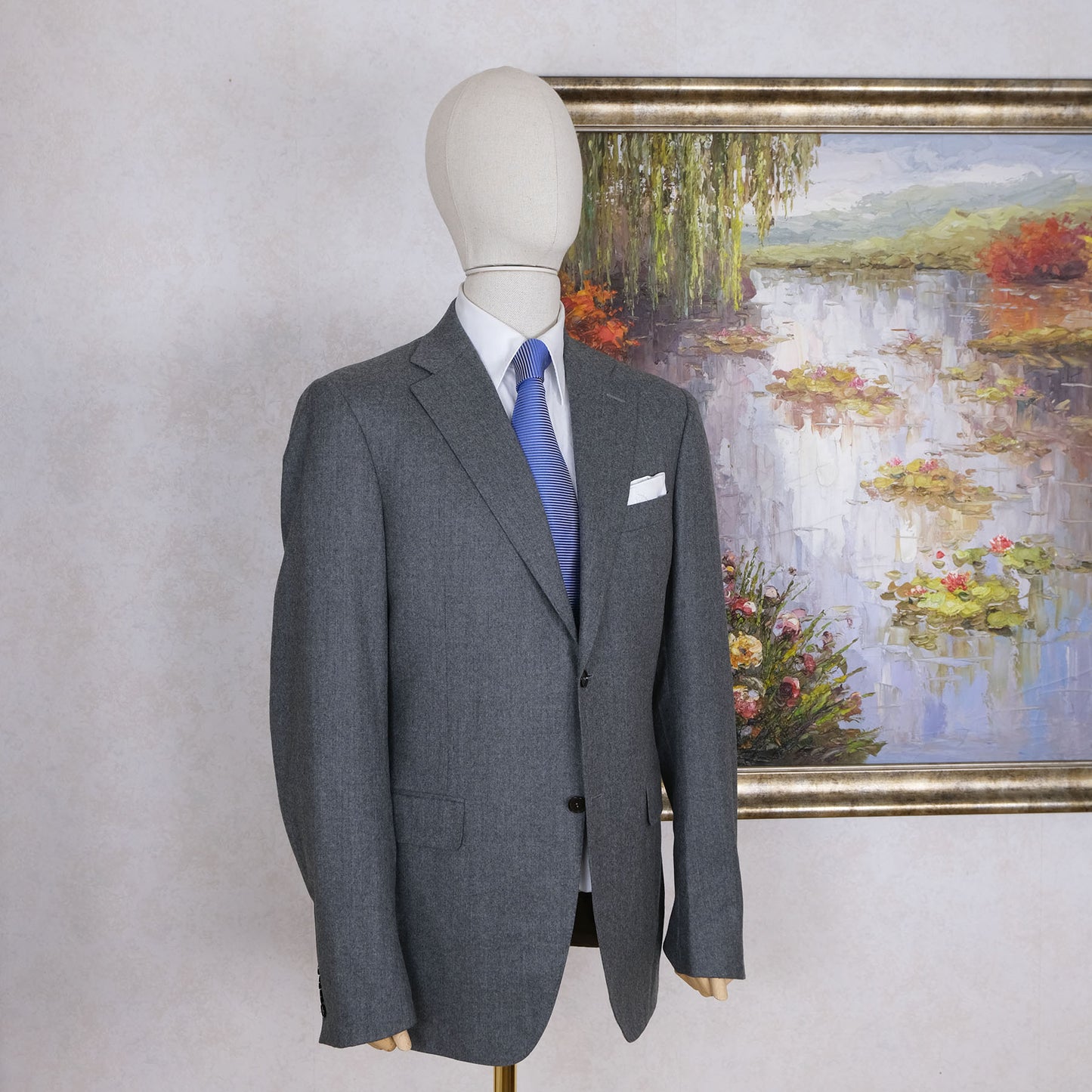 Canali, gray flannel suit, size 46UK, long cut