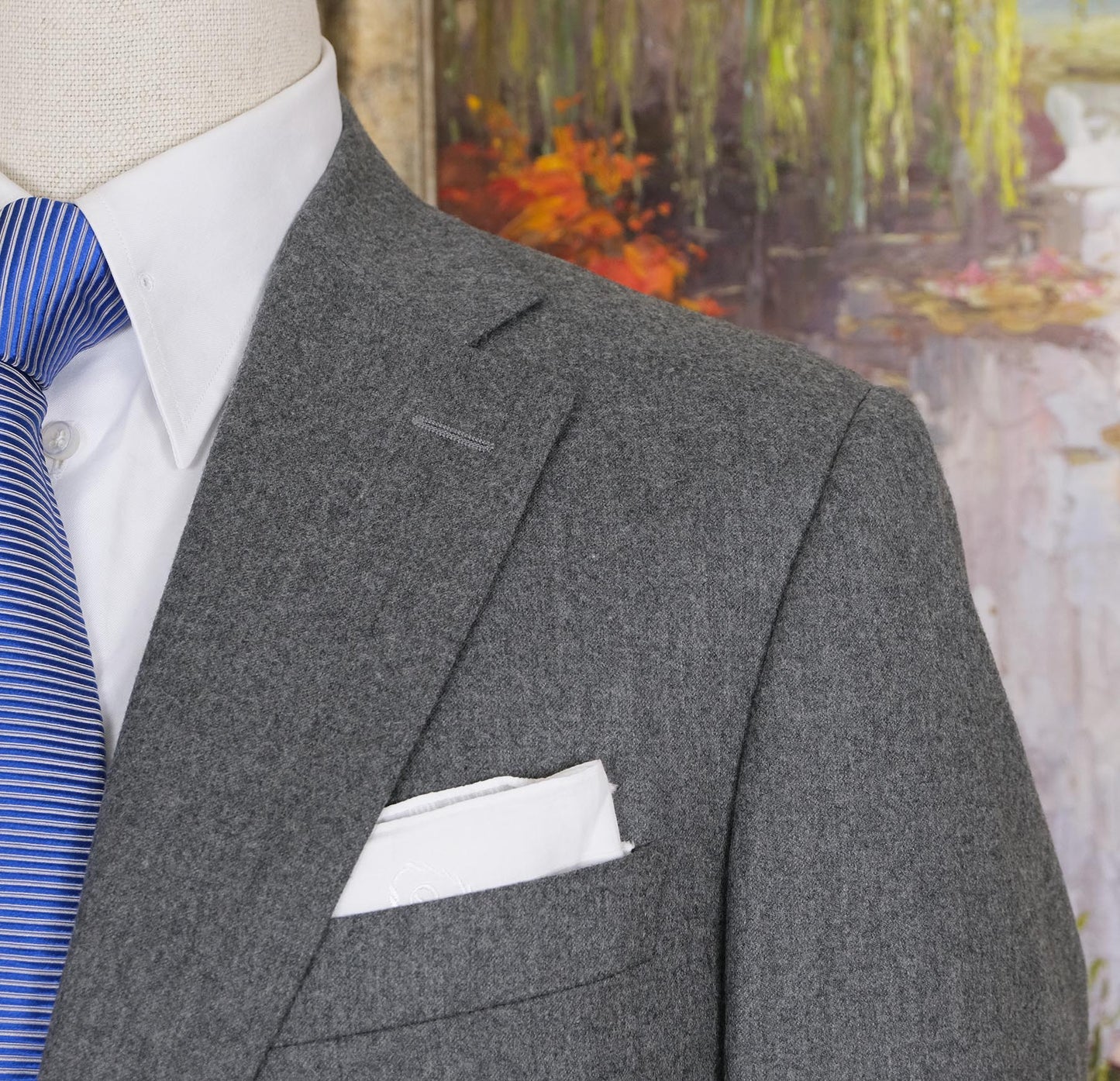 Canali, gray flannel suit, size 46UK, long cut