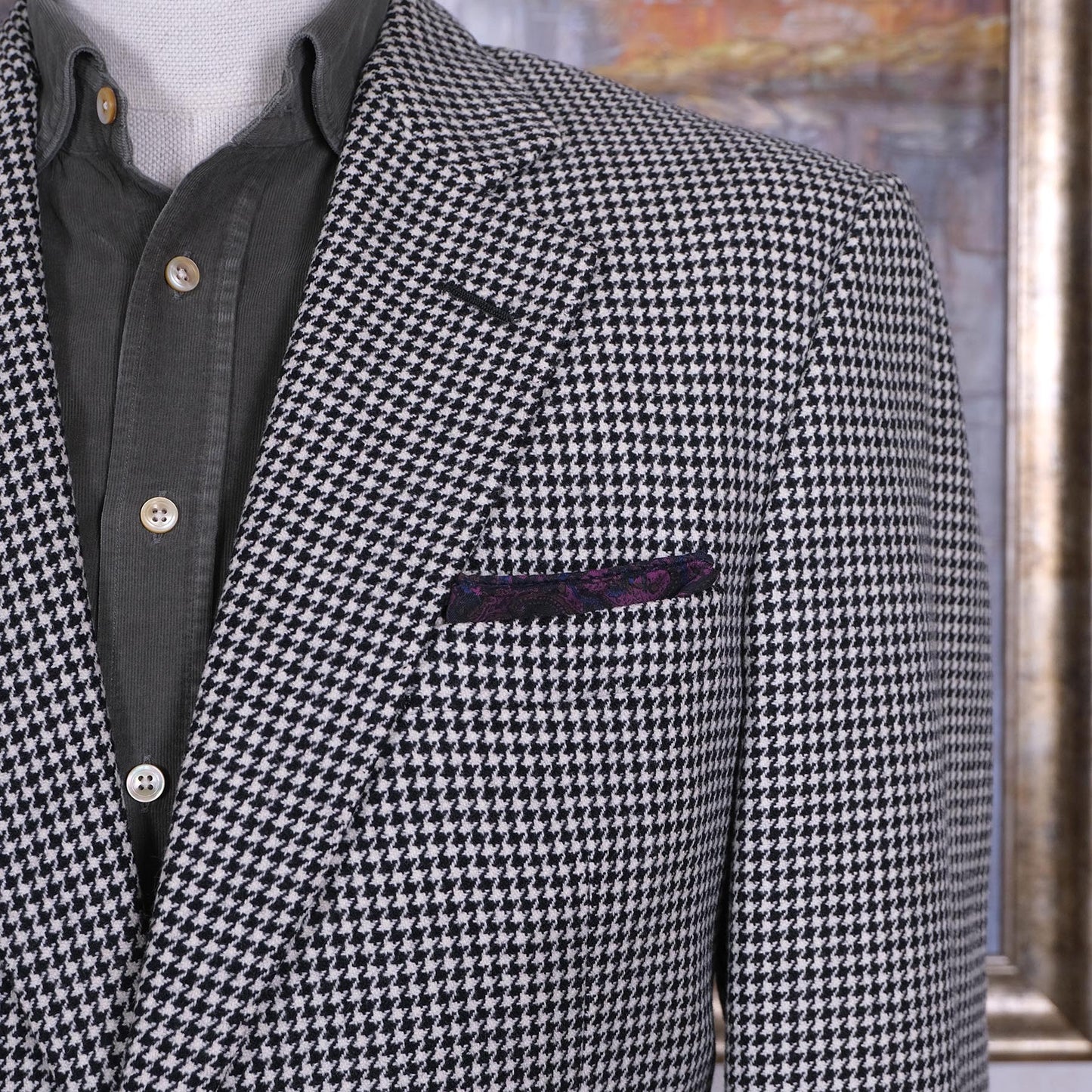 Chester Barrie, käsintehty musta-valkoinen irtotakki, koko 50