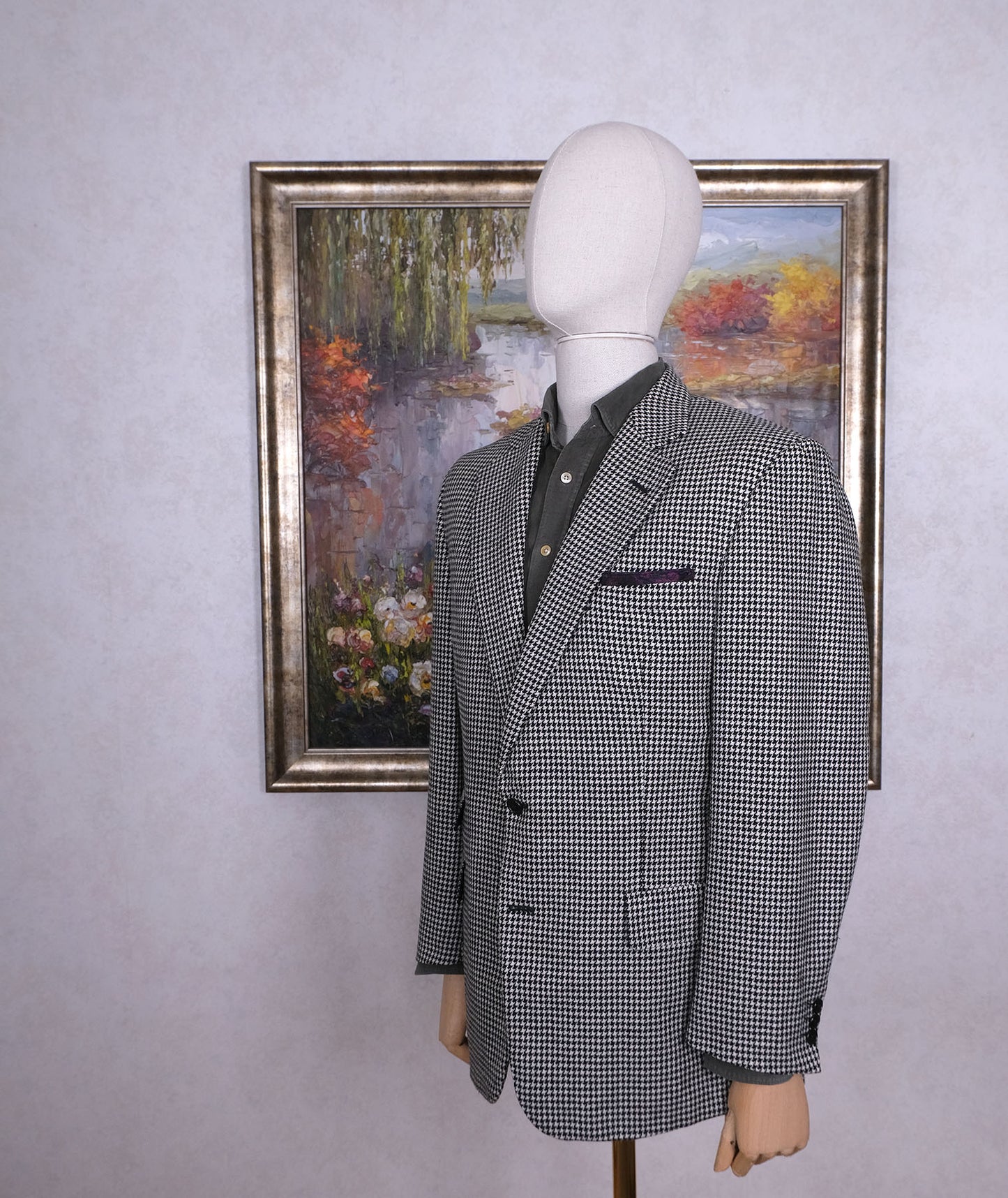 Chester Barrie, käsintehty musta-valkoinen irtotakki, koko 50