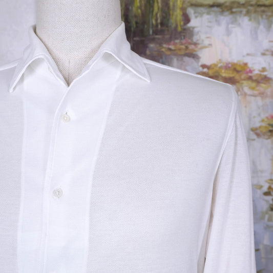 Corneliani, white collar shirt, size M, piqué fabric