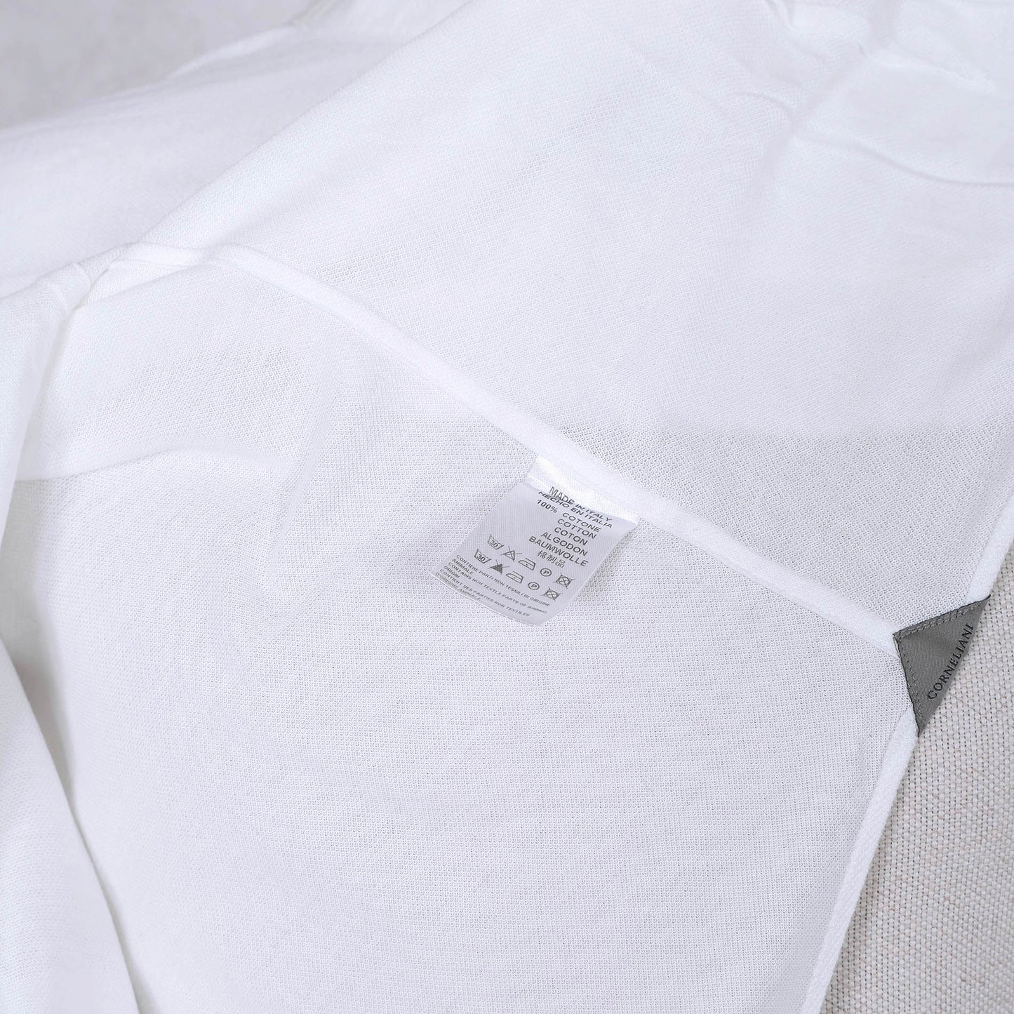 Corneliani, white collar shirt, size M, piqué fabric