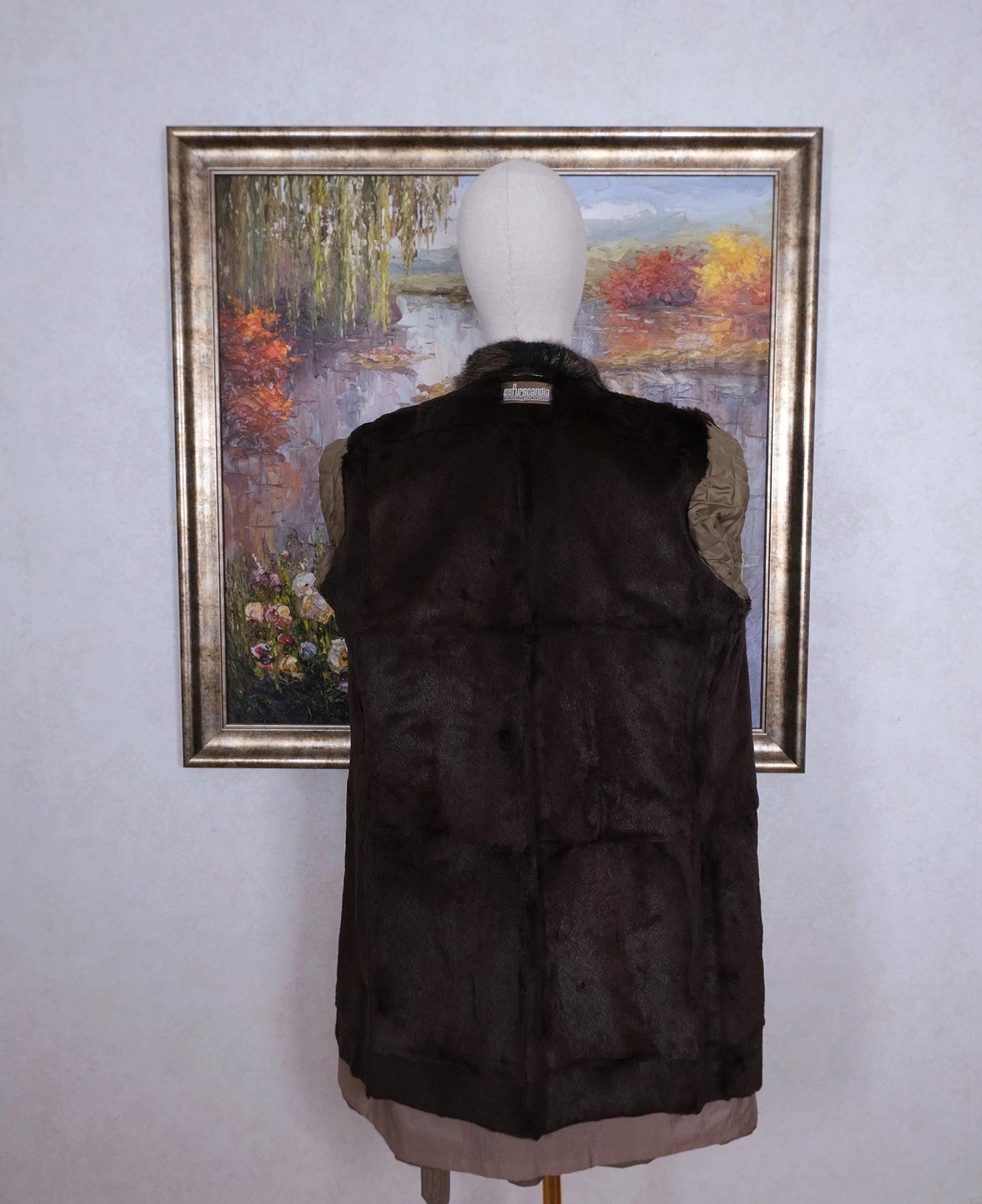 Furscandia, tan trench coat, size 50EU, full fur lining, made in Sweden