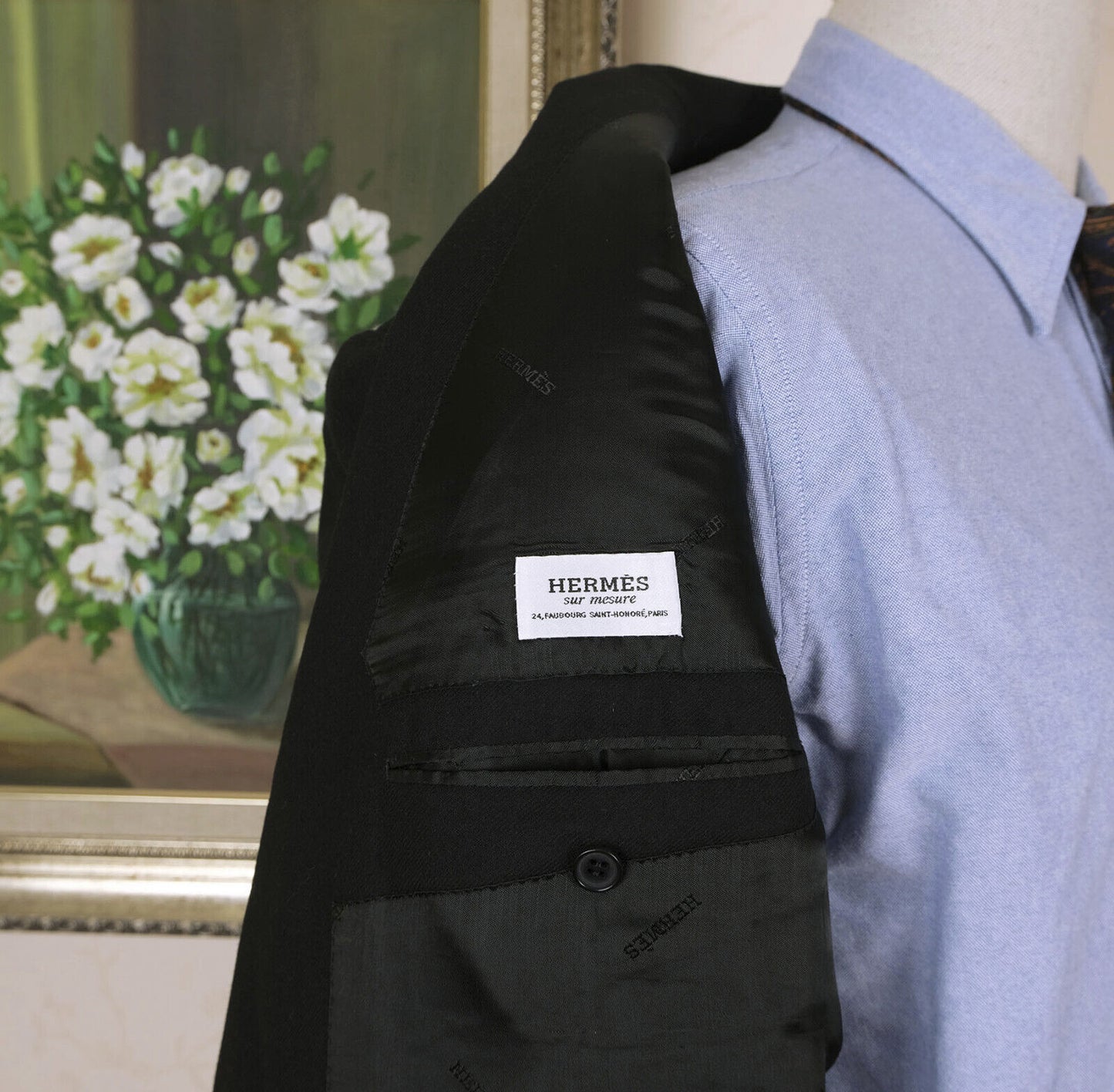 Hermès, black bespoke cashmere jacket, size 46UK or 48UK