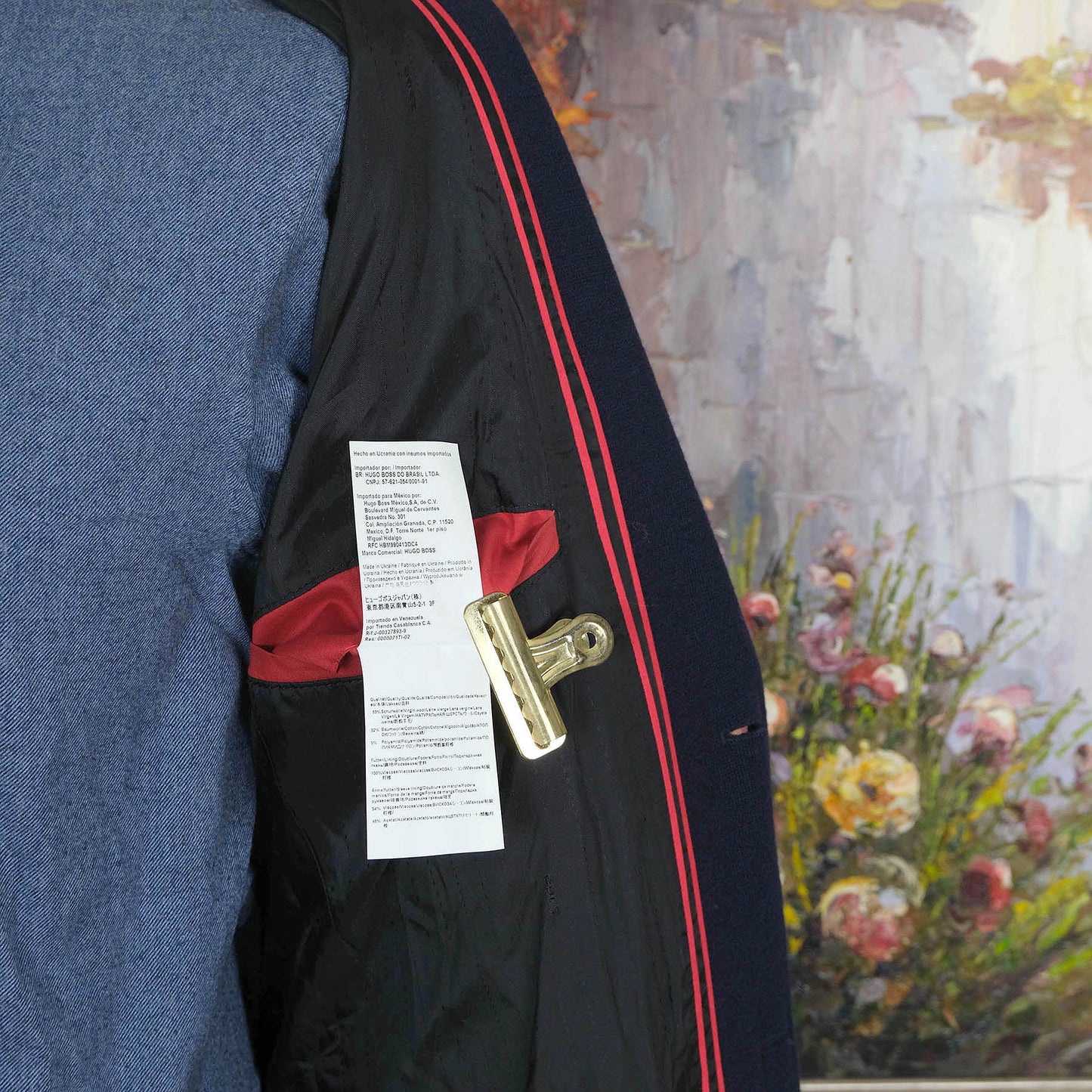 Hugo Boss, blue knit jacket, size 48EU, light and soft