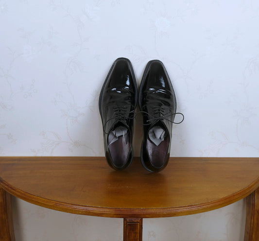 Hugo Boss, black patent leather shoes, size 43EU, black tie/white tie shoes