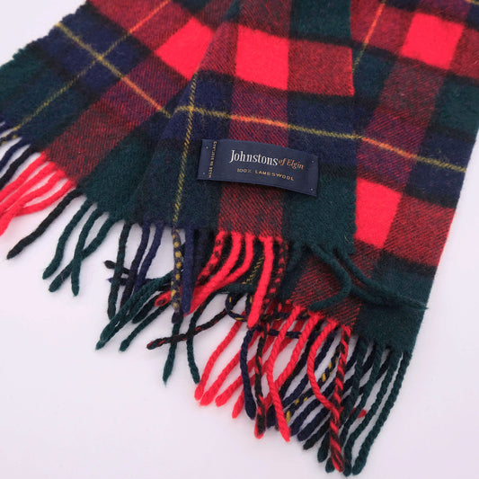 Johnston's of Elgin, red scarf, tartan pattern