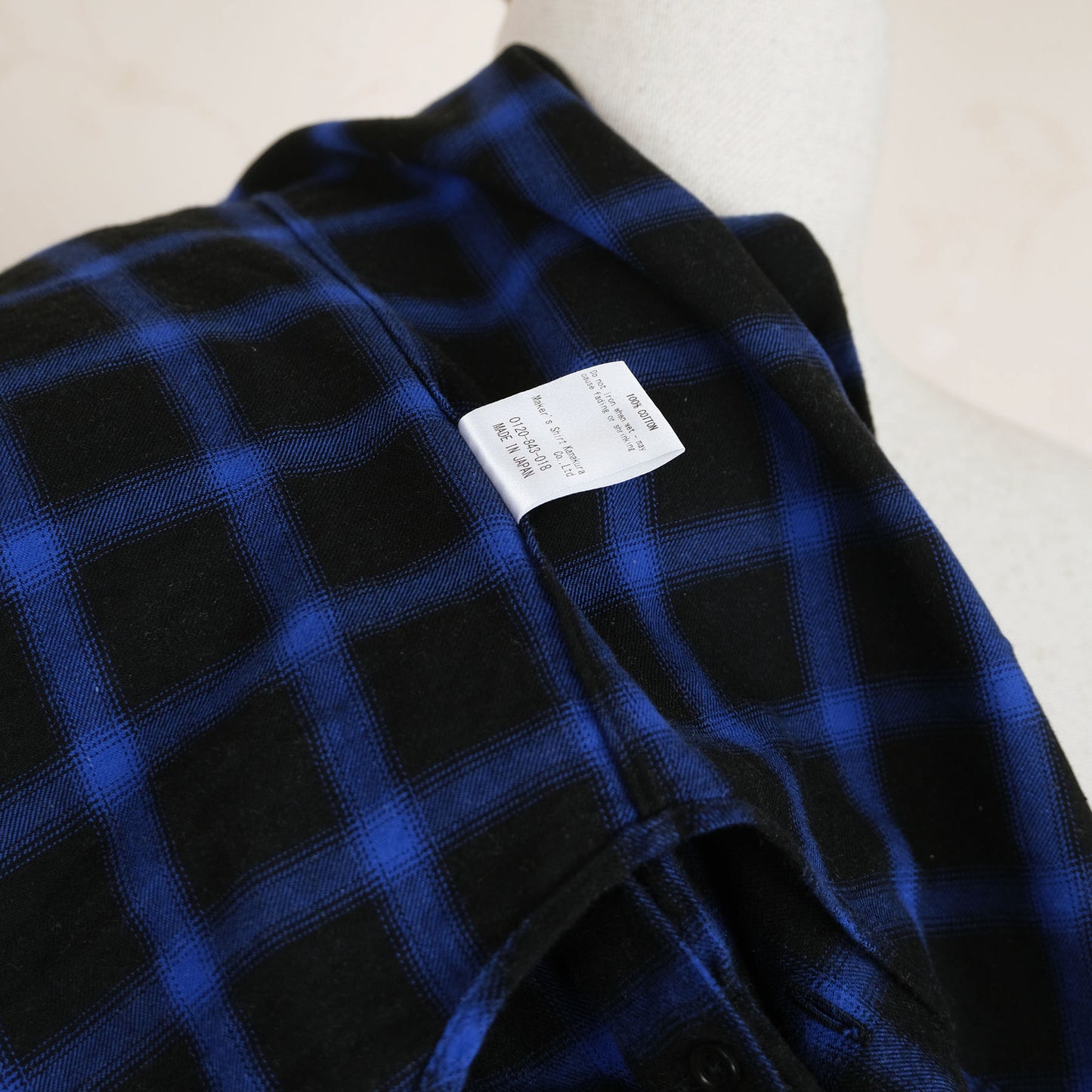 Kamakura, blue-black flannel shirt, size M, slim