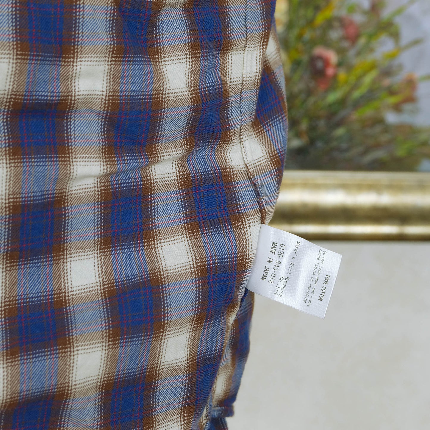 Kamakura, vaalea ruutupaita, flanellia, koko L, hoikka