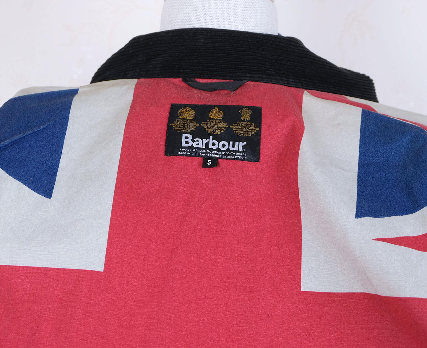 Barbour, blue wax cotton jacket, size S, International, made in England
