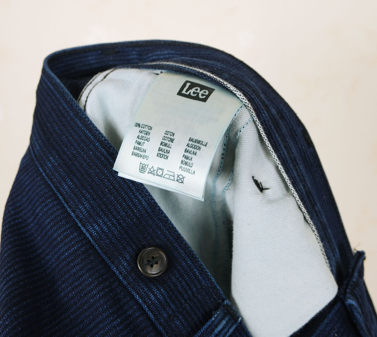 LEE, blue bedford cord trousers, size 33x34, vintage style