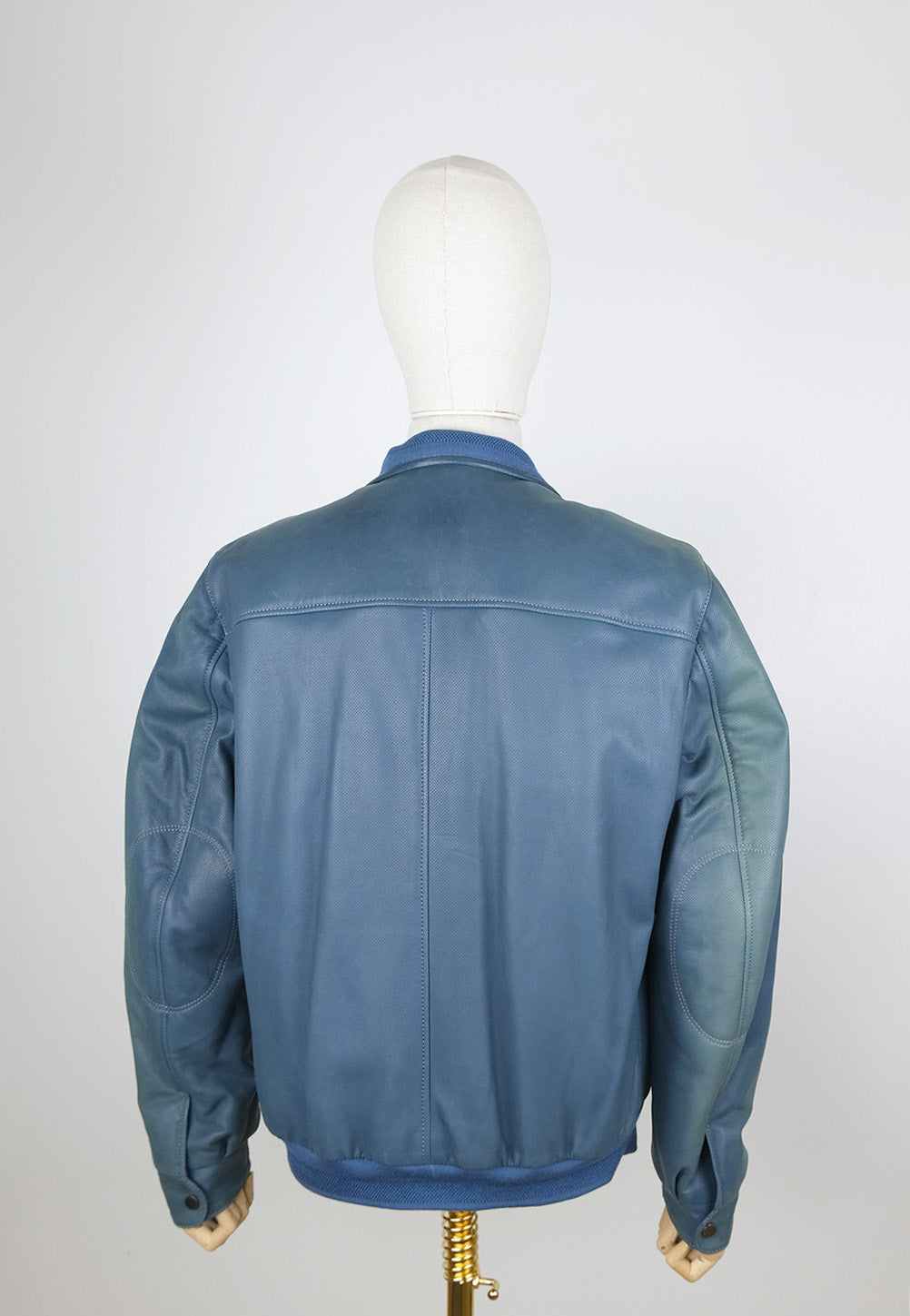 Latini, Italian blue leather jacket, size 46UK, flannel lining