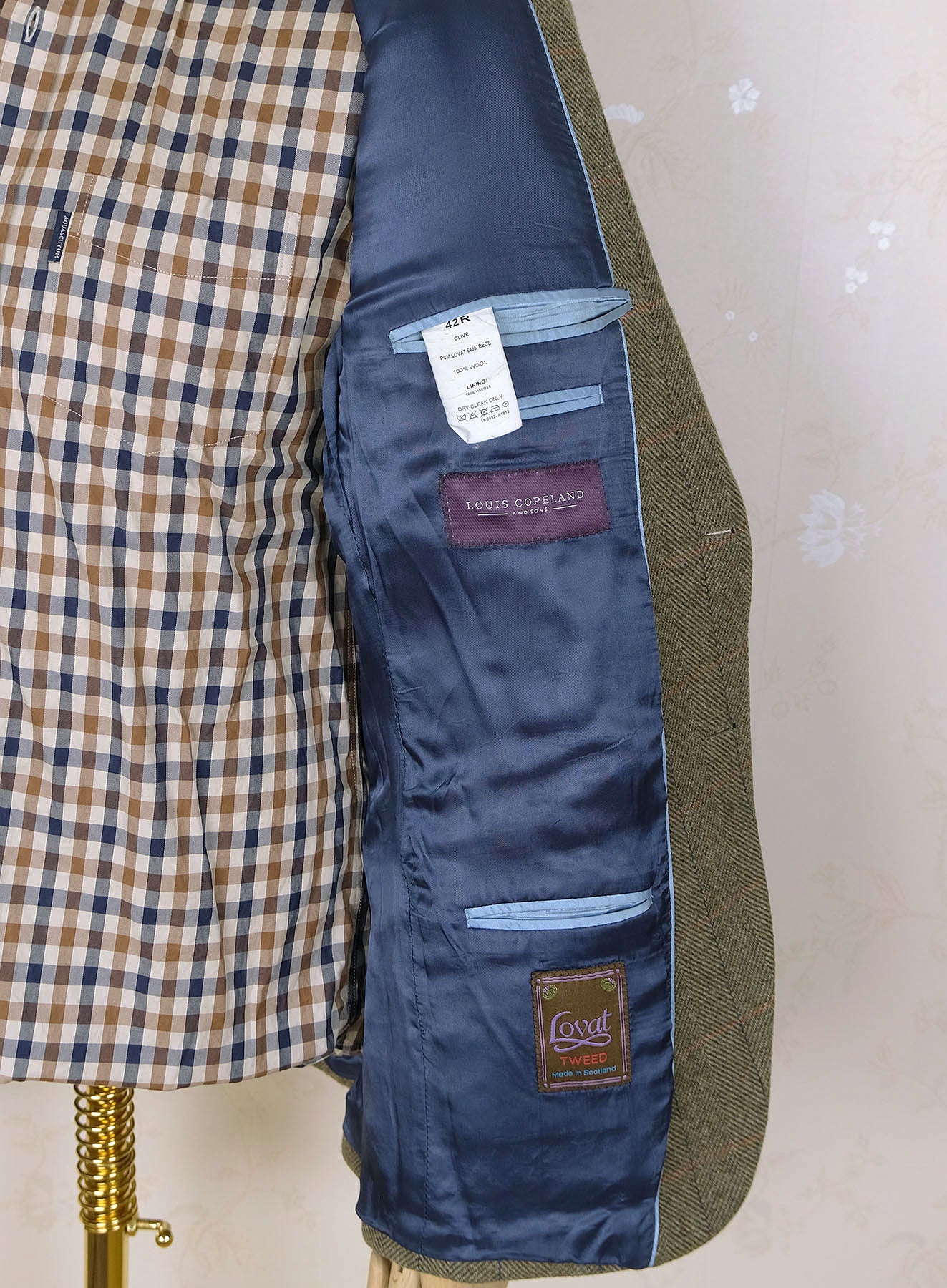 Louis Copeland, vihreä tweedtakki, koko 50, upea kangas, Lovat tweed