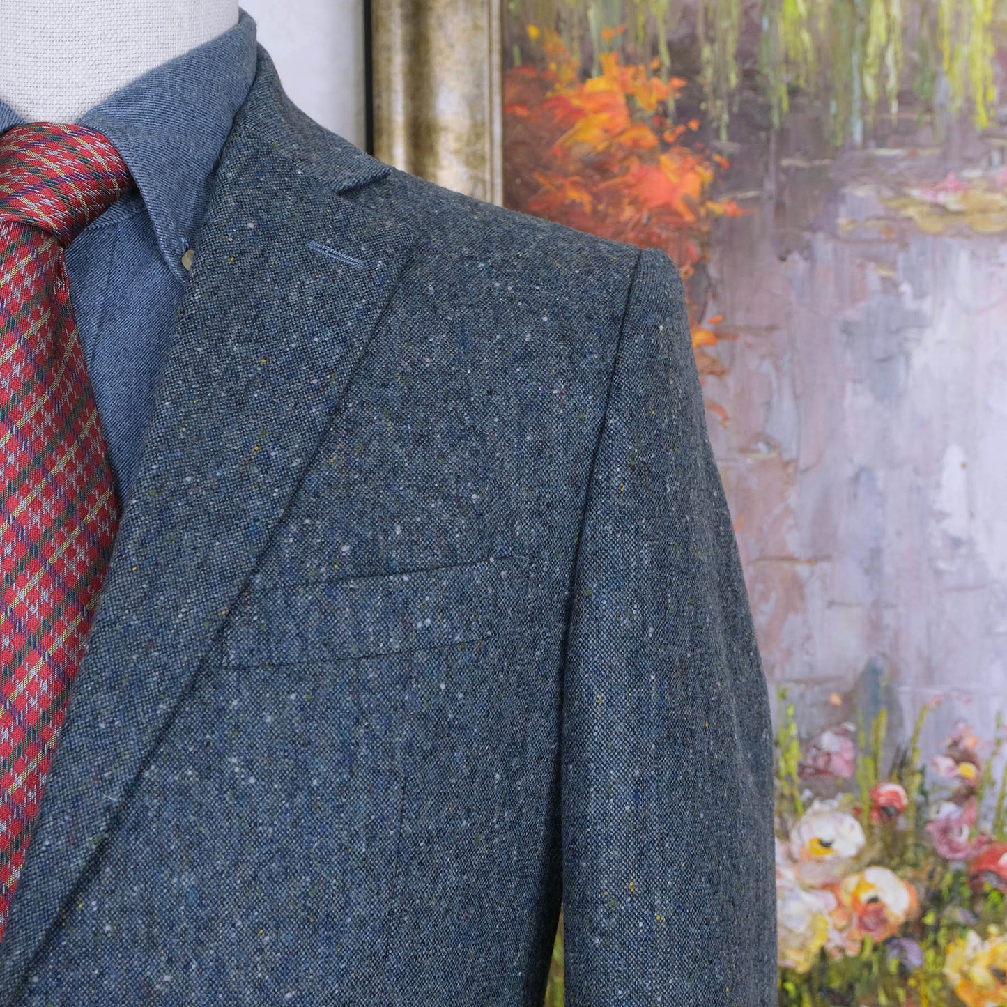 Lubiam, handsome blue donegal tweed suit, size 36UK or 38UK