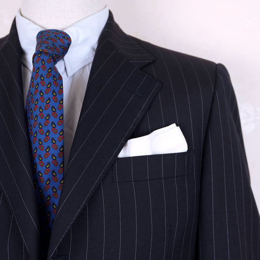 Mabro, dark blue pinstripe suit, size 48EU