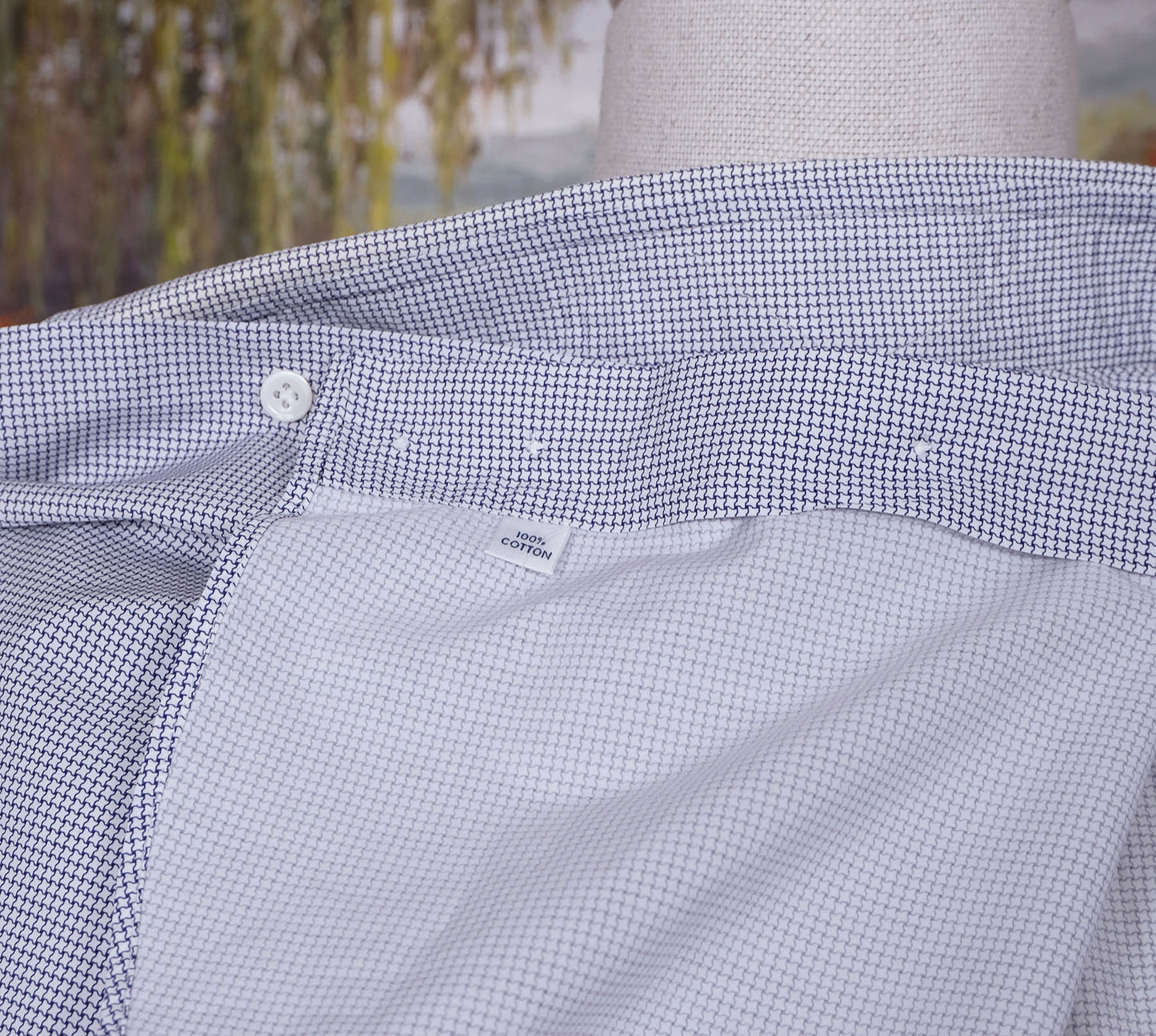 Mazzarelli, blue collar shirt, size 40, rare star pattern