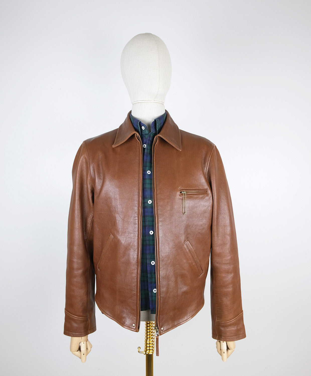 Simon James Cathcart, brown repro leather jacket, size M, goatskin