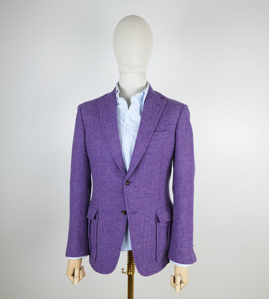 d'Avenza, violetti käsintehty tweed-takki, koko 48