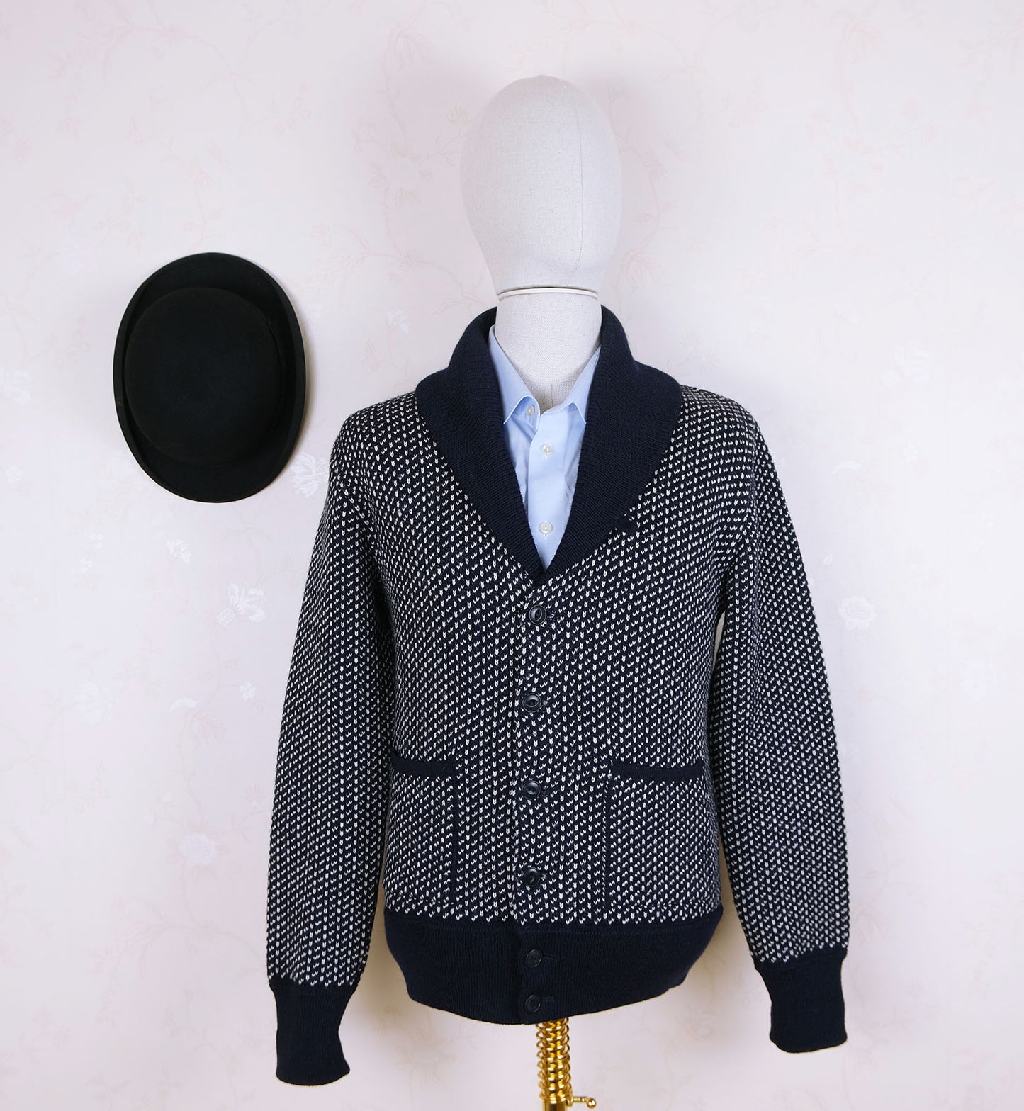 North Sea Clothing, sininen neuletakki, koko M, shaalikaulus