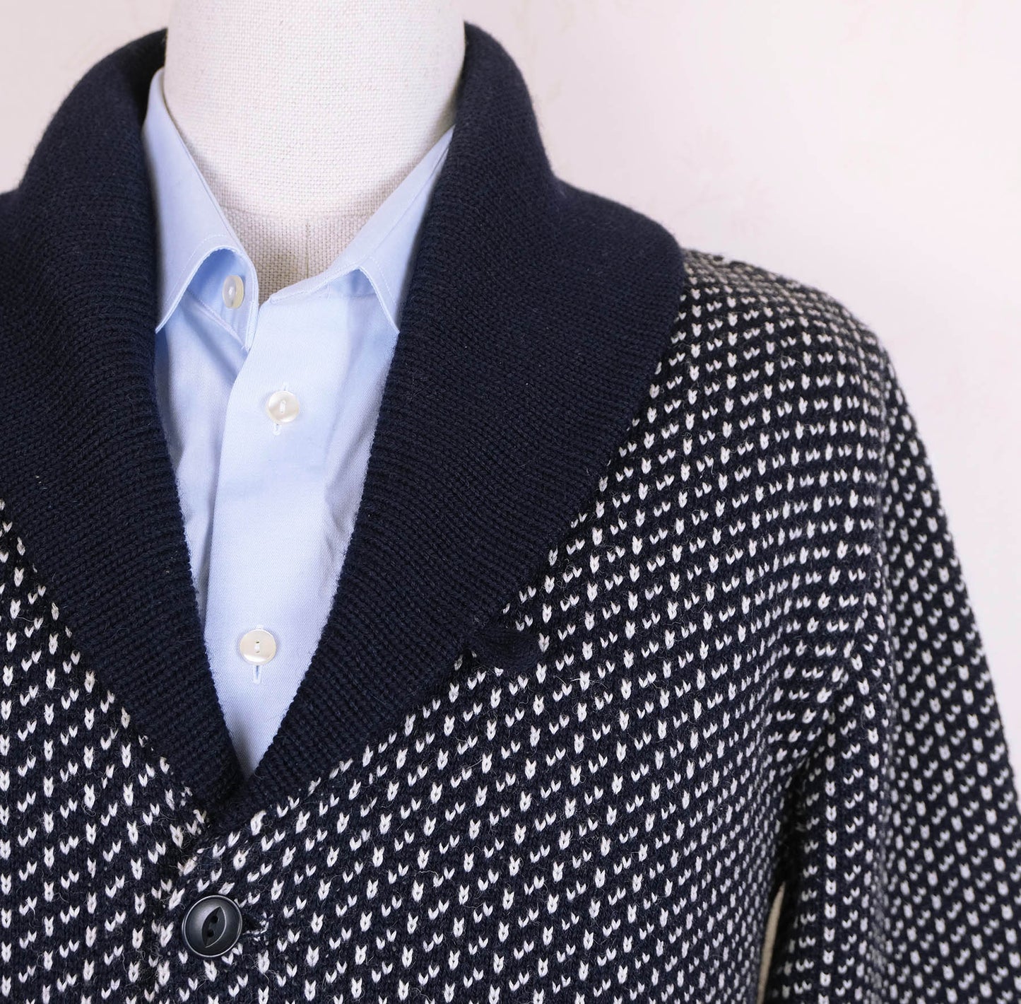 North Sea Clothing, sininen neuletakki, koko M, shaalikaulus