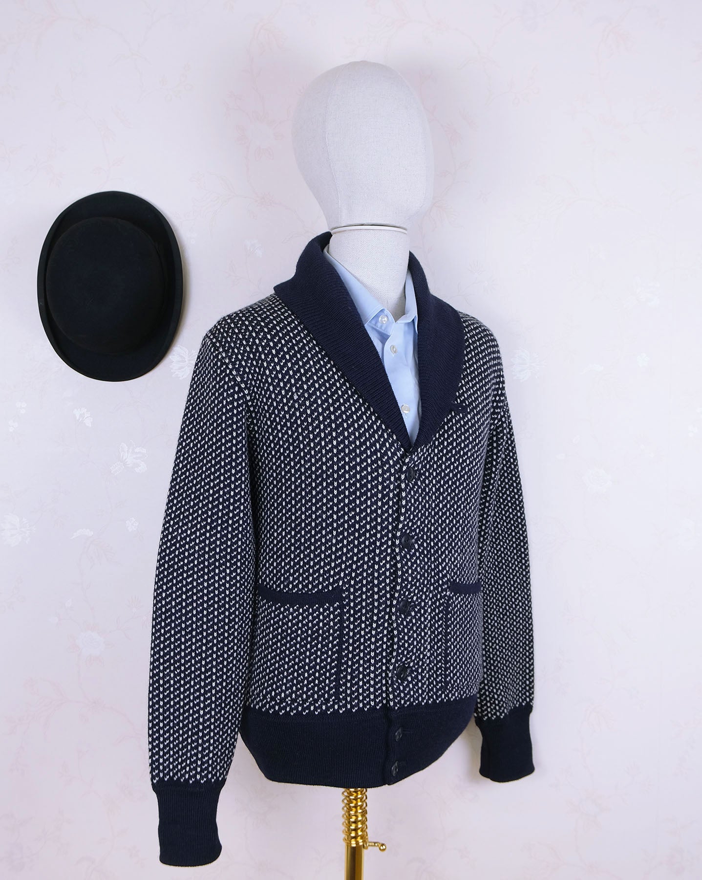 North Sea Clothing, sininen neuletakki, koko M, shaalikaulus