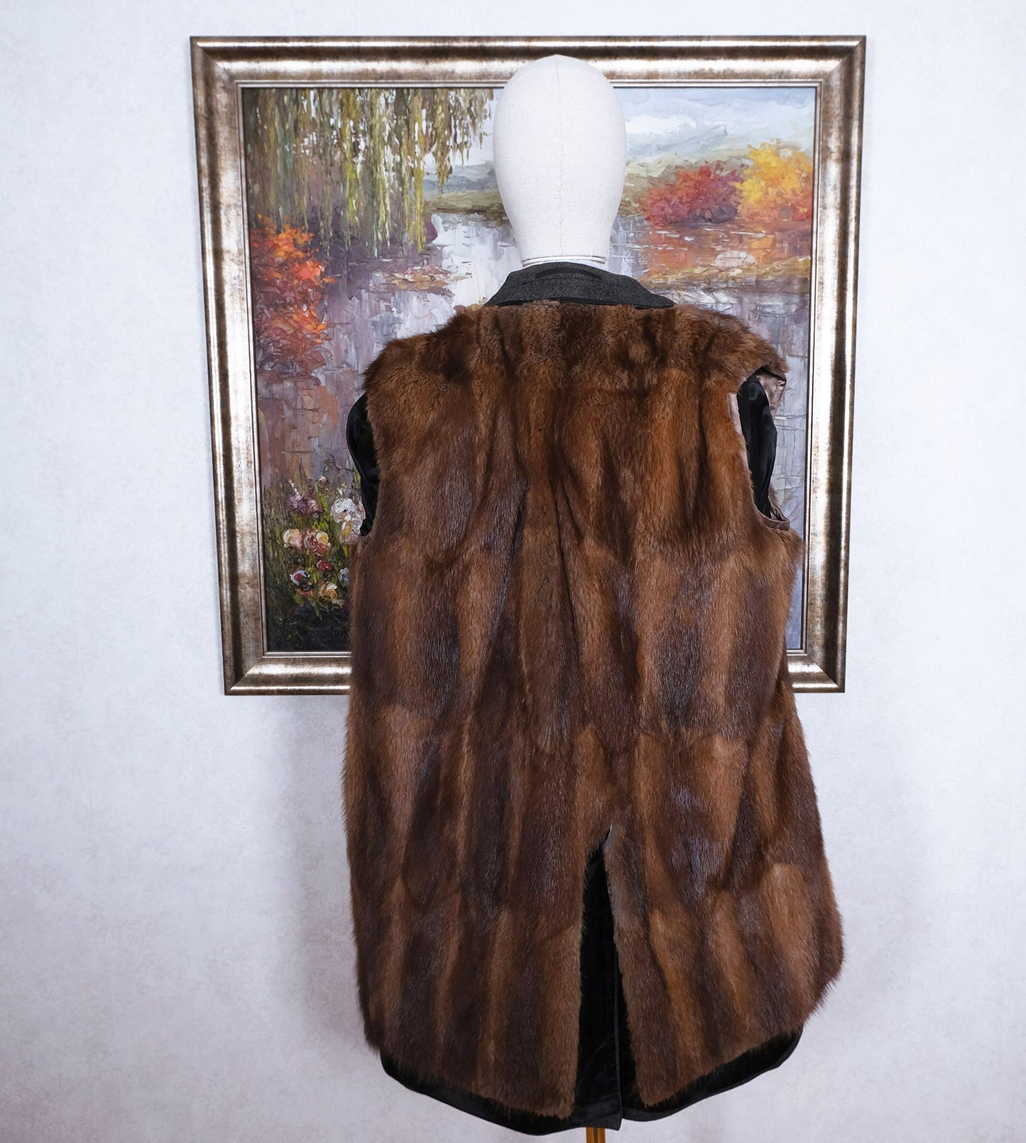 Odermark, gray wool coat, size 58, full fur lining