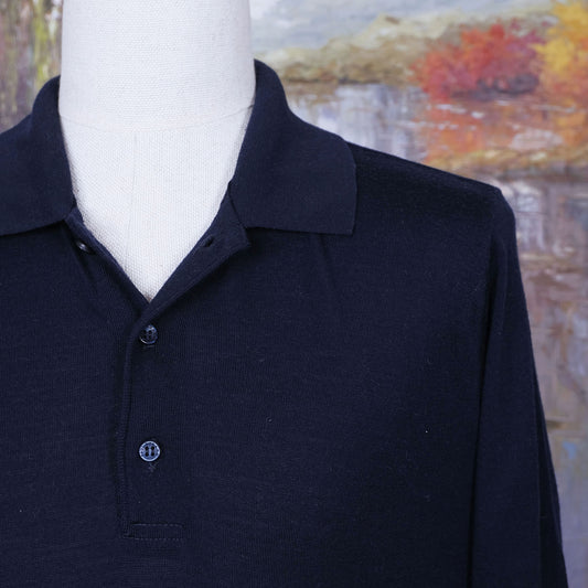 Paul & Shark, navy blue pique jumper, size L, fine wool