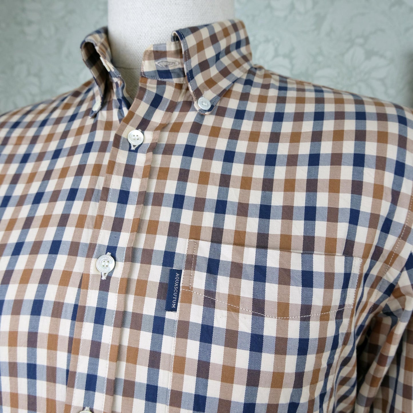 Aquascutum, kauluspaita, koko M, ruudukkokuvio