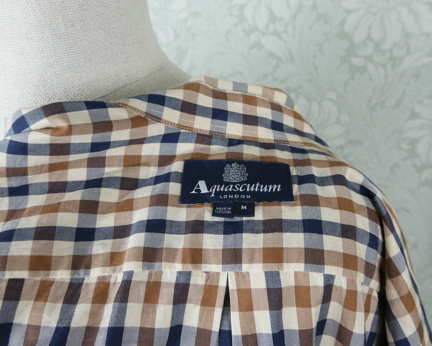 Aquascutum, kauluspaita, koko M, ruudukkokuvio