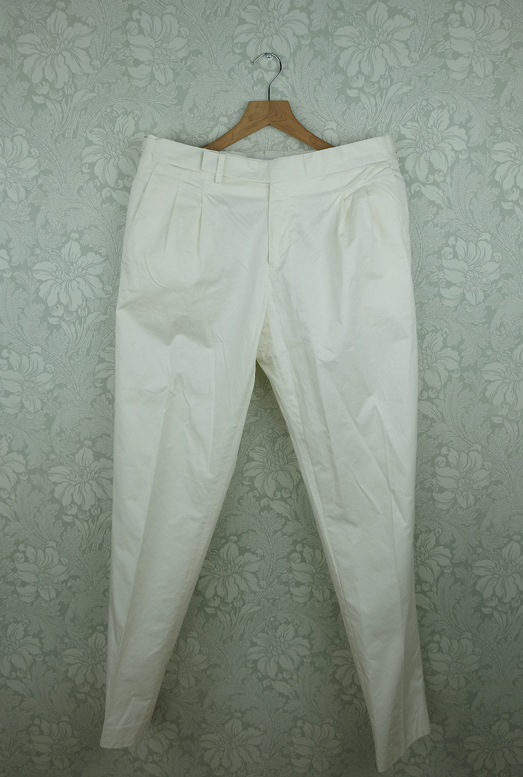 Briglia, cream cotton trousers, size 32'', slim, retail price 200 e