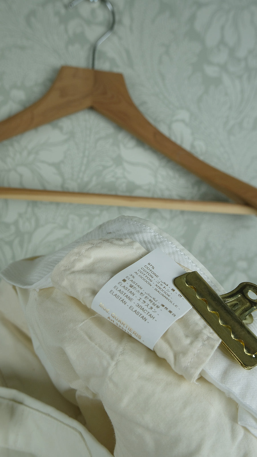 Briglia, cream cotton trousers, size 32'', slim, retail price 200 e