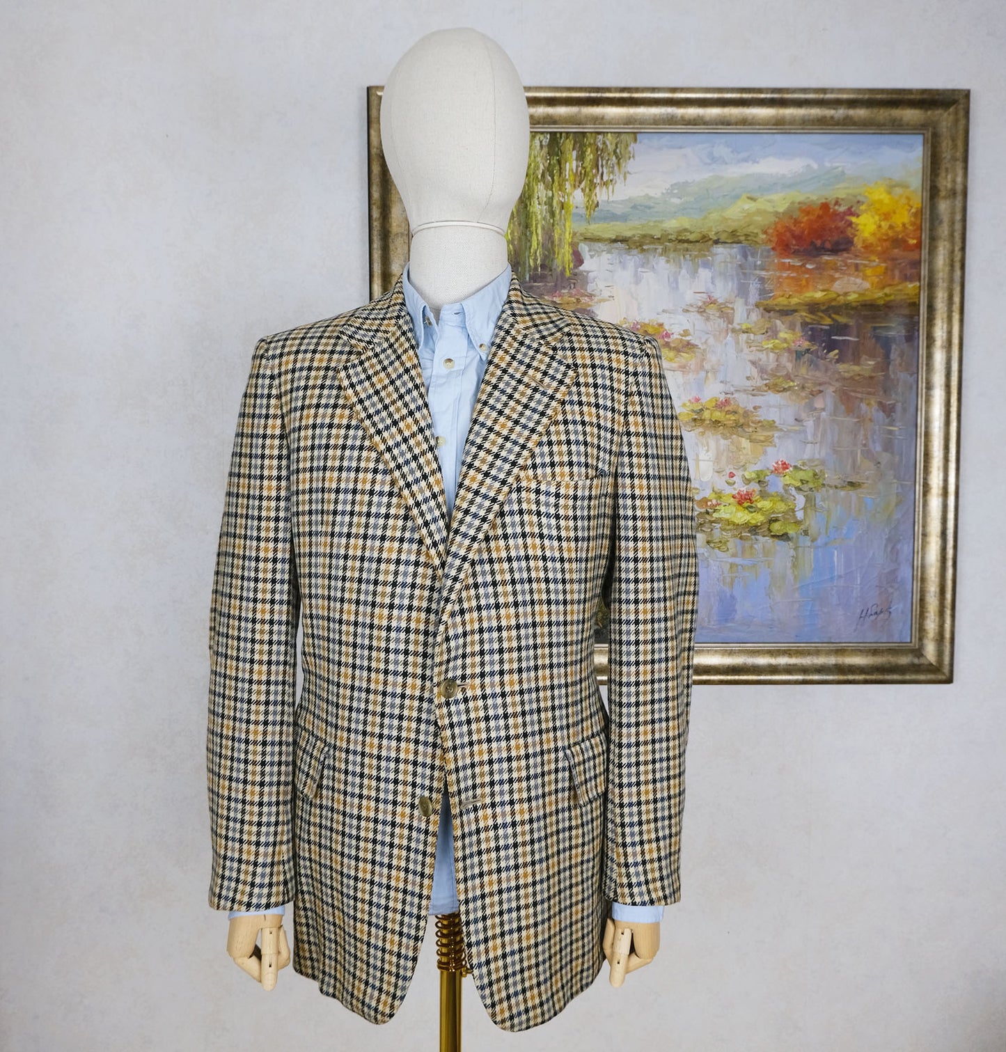 Chester Barrie, käsintehty vaalea irtotakki, koko 52, pitkä, tweed kashmir