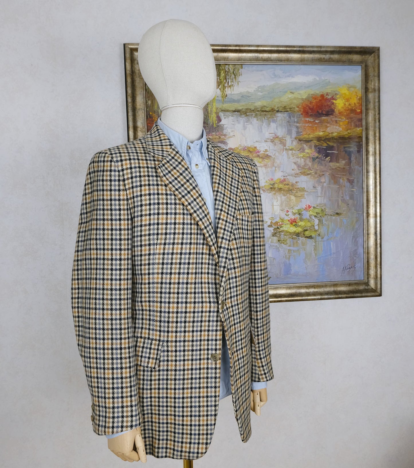 Chester Barrie, käsintehty vaalea irtotakki, koko 52, pitkä, tweed kashmir
