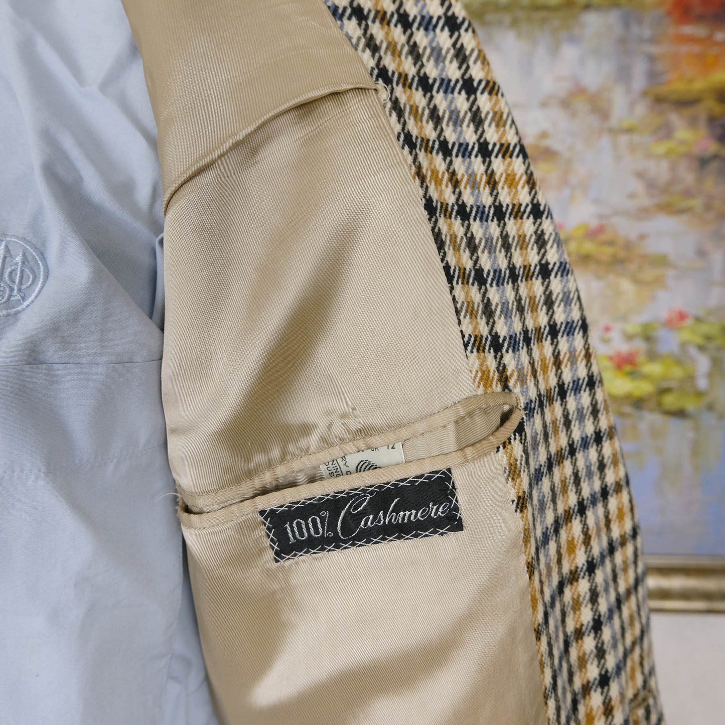 Chester Barrie, käsintehty vaalea irtotakki, koko 52, pitkä, tweed kashmir