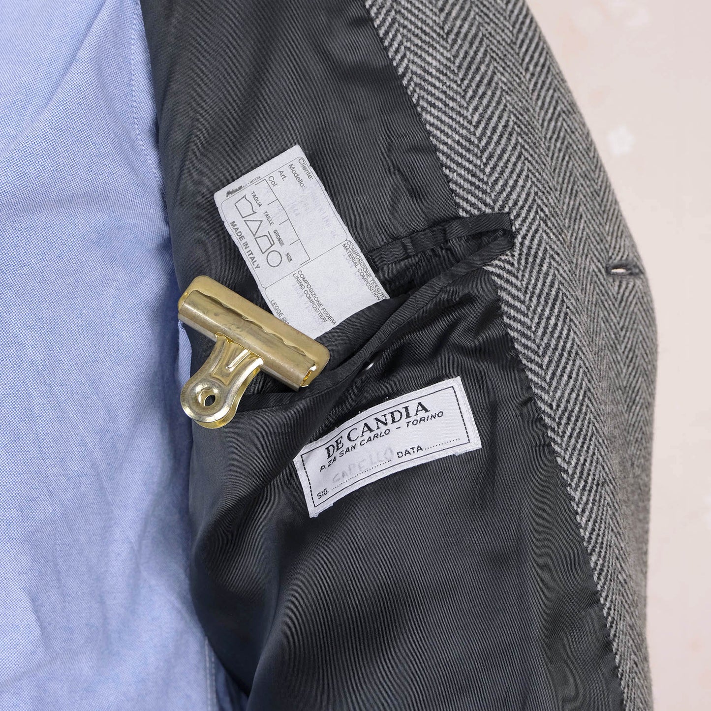 De Candia Torino, grey wool coat, size 50EU