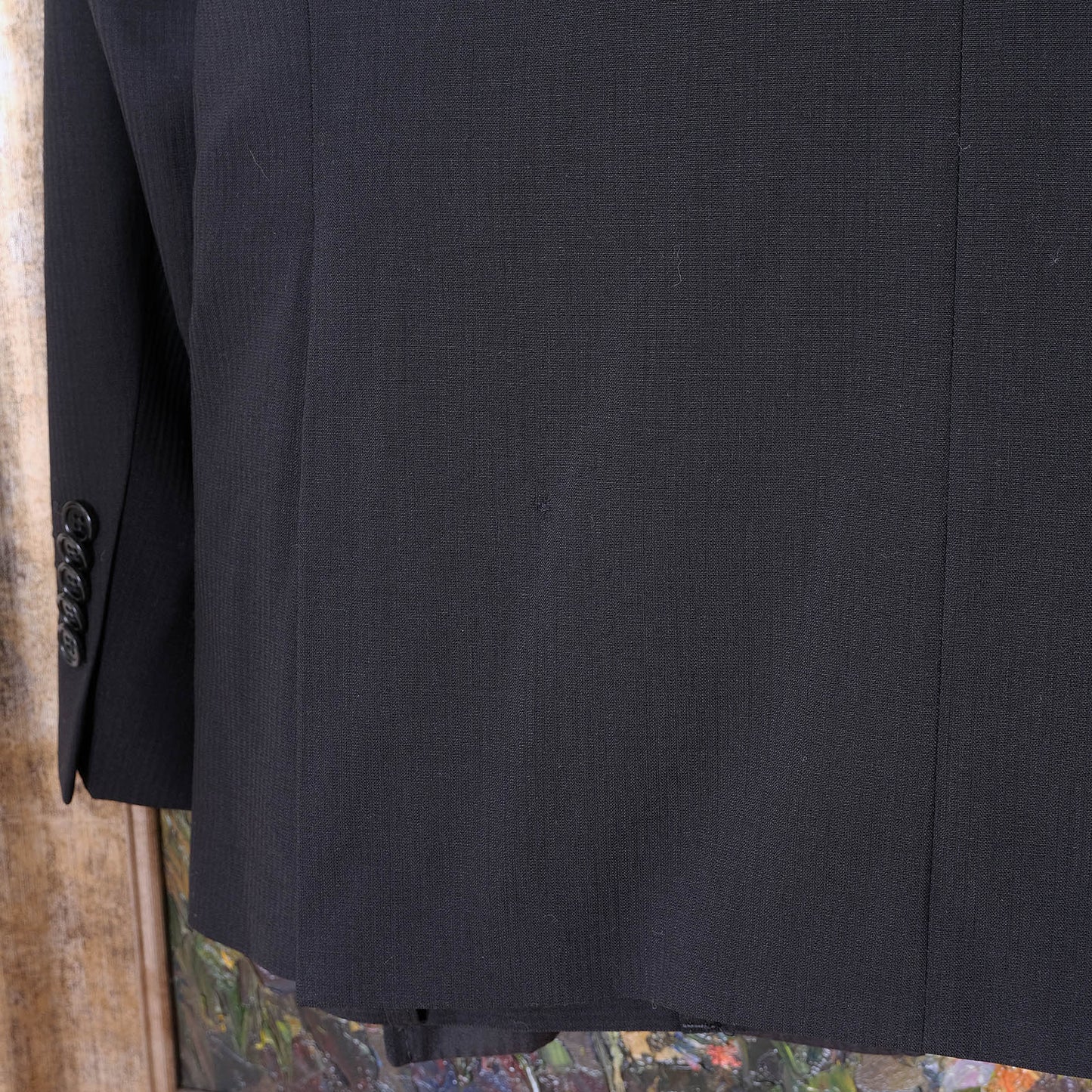 Felix W, black wool suit, size 40UK, cool wool