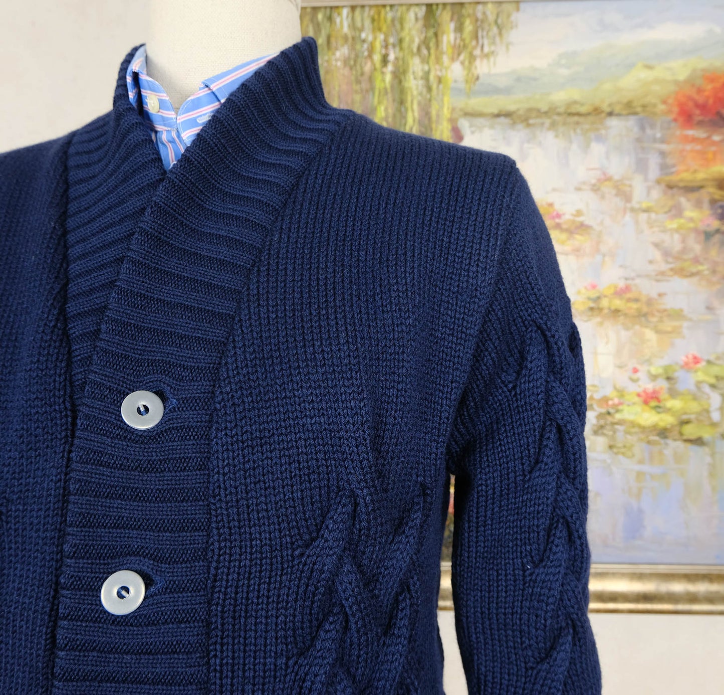 S.N.S. Herning, blue cardigan, size S, slim
