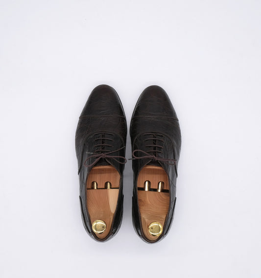 Salvatore Ferragamo, brown oxford shoes, size 41, crocodile leather