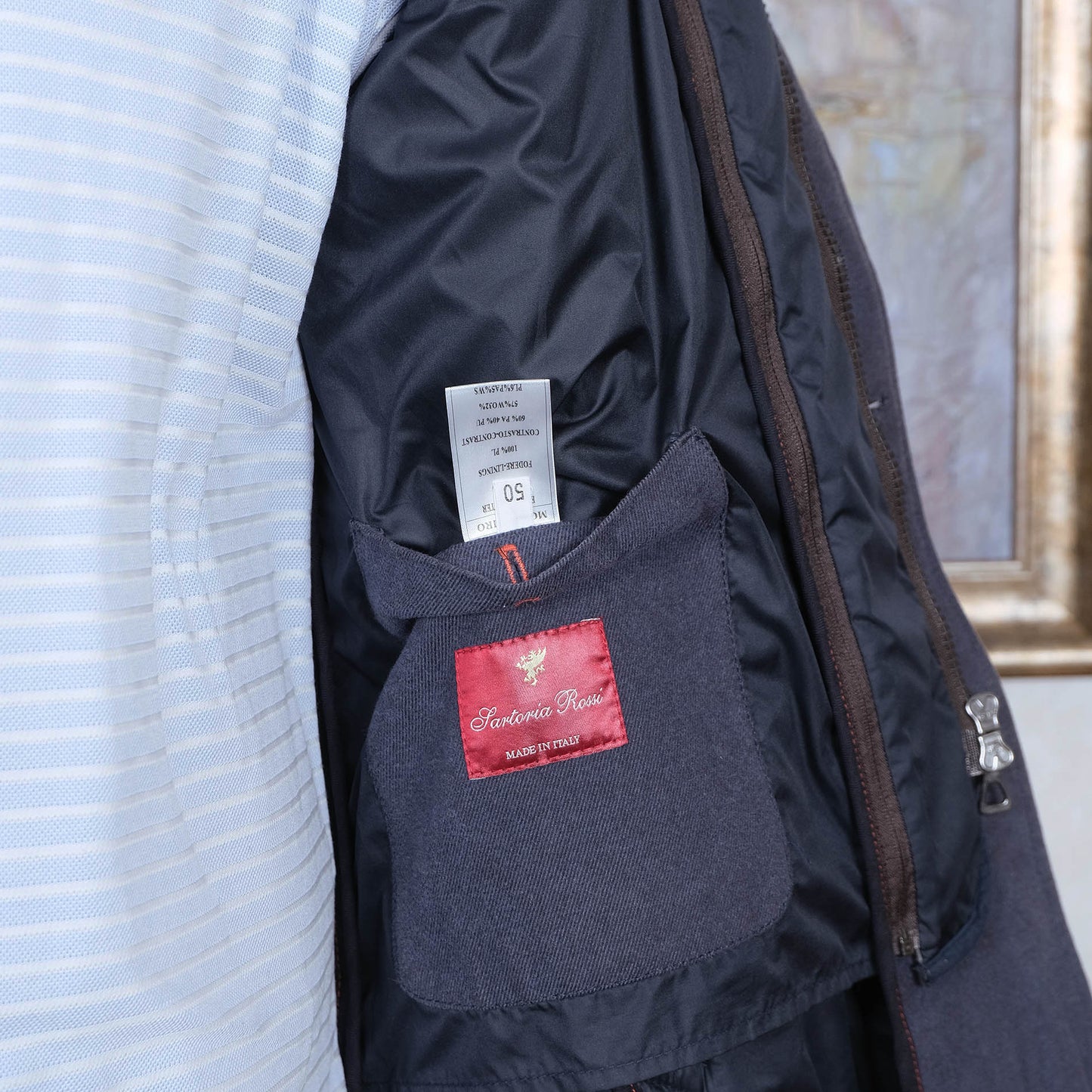 Sartoria Rossi, blue quilt jacket, size 48, cotton