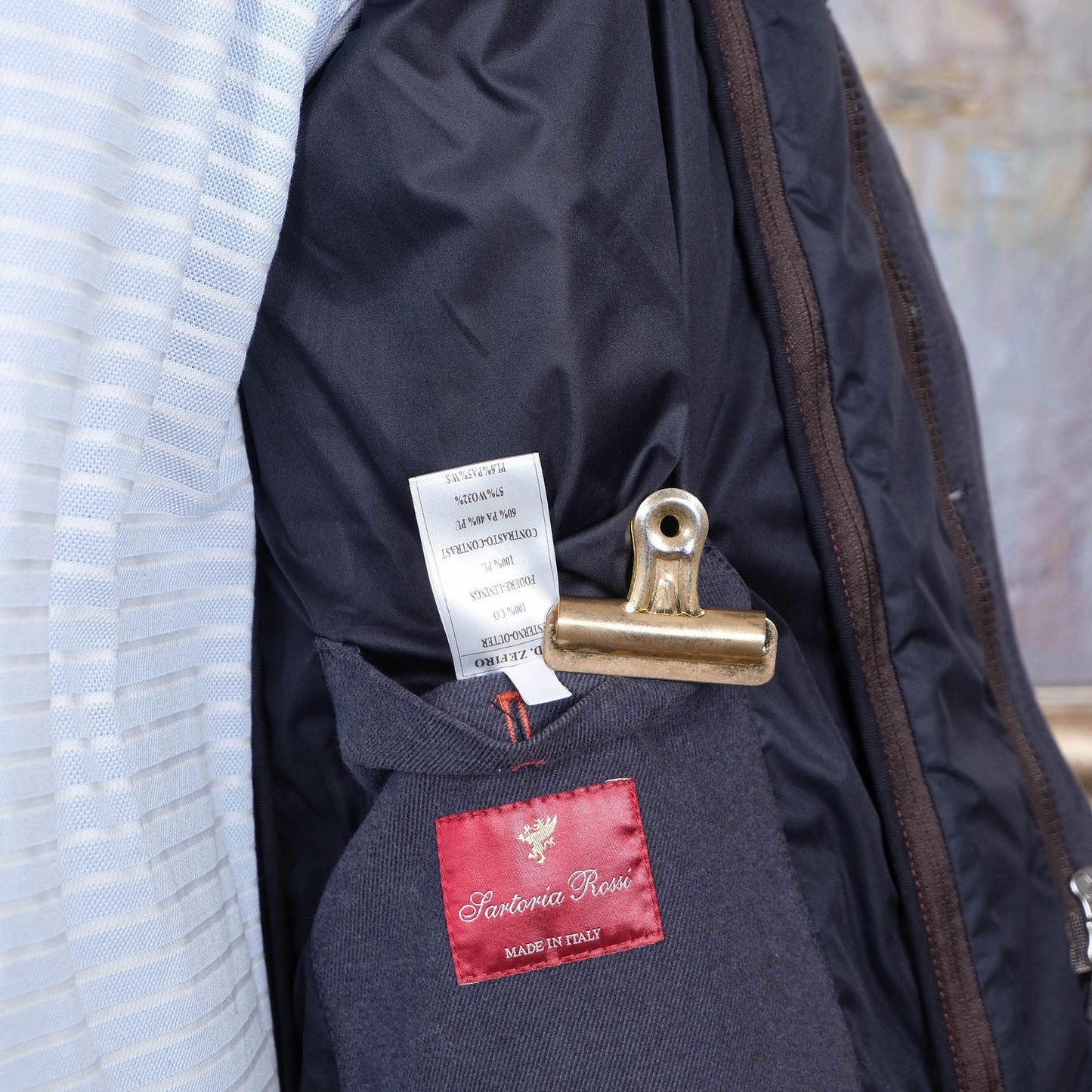 Sartoria Rossi, sininen tikkitakki, koko 48, puuvillaa