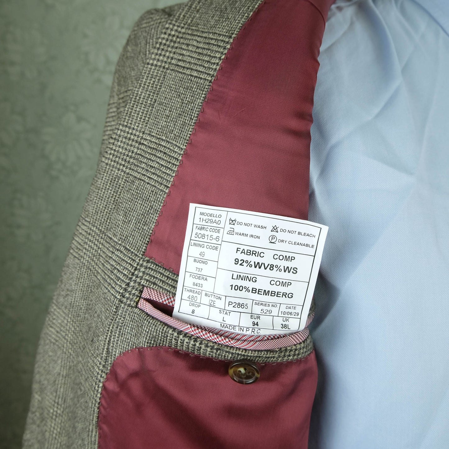 Suitsupply, ruskea irtotakki, koko 50, ruudukkokuvio
